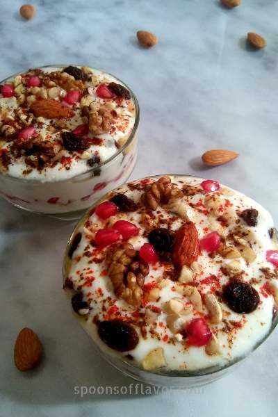 Layered Fruit And Nut Raita | Fruit And Nut Raita - Spoons Of Flavor