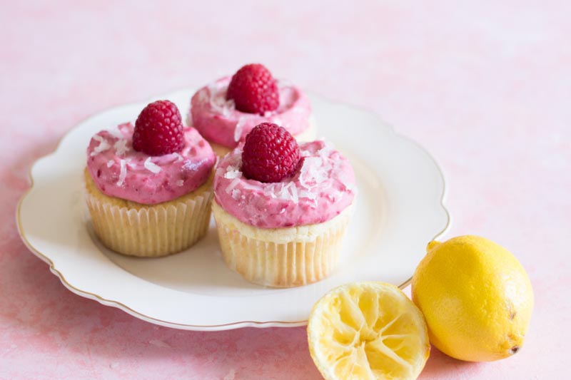 Lemon Coconut Raspberry Cupcakes