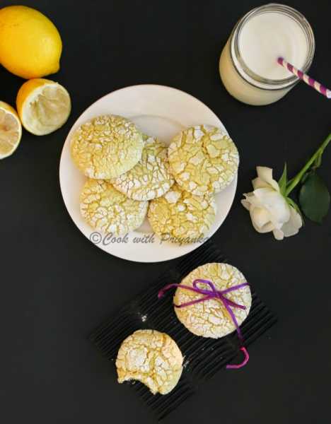 Lemon Crinkle Cookies - Eggless