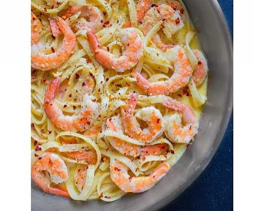 Lemon Garlic White Wine Shrimp Pasta (20 Minutes Recipe) #valentines