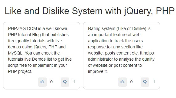 Like And Dislike System With JQuery, PHP And MySQL