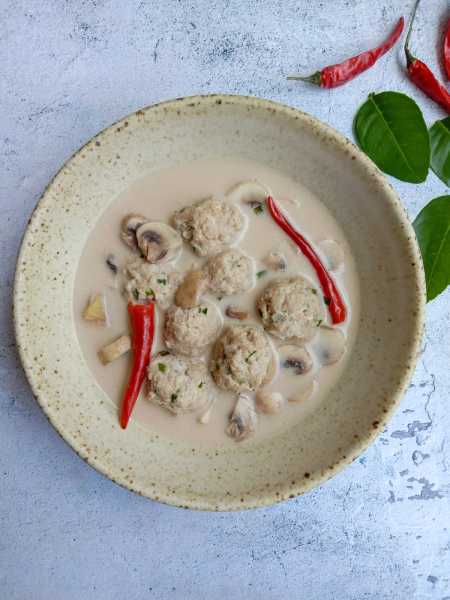 Lime Coconut Soup With Chicken Meatballs