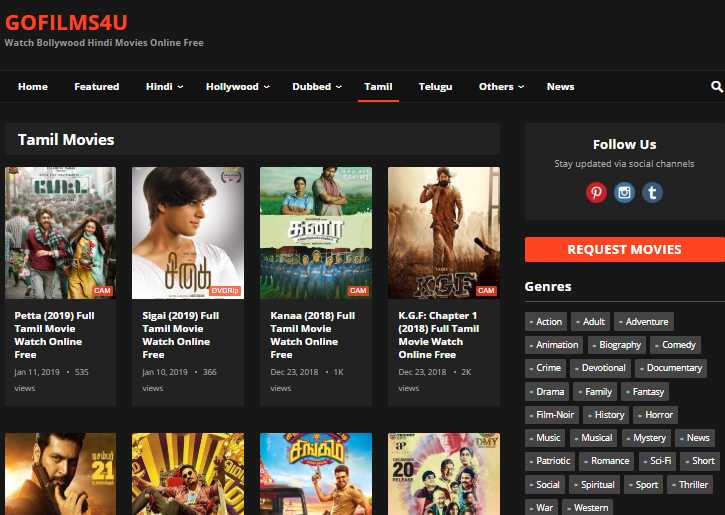 List Of Best Site To Watch Tamil Movies Online Free -