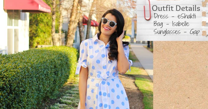 Lookbook : Polka Dot Shirt Dress With Sleeve Ties And EShakti Coupon Code For $35 Off!
