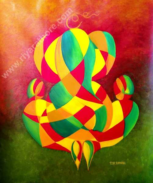Lord Ganesha Ji Oil Painting Abstract III 