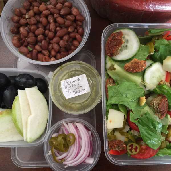 Lunchbox Series - Day Two - Mediterranean Salad With Creamy Garlic Cilantro Parsley Dressing