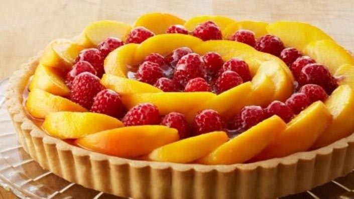 Luscious Dish Of London - Peach And Raspberry Custard Tart