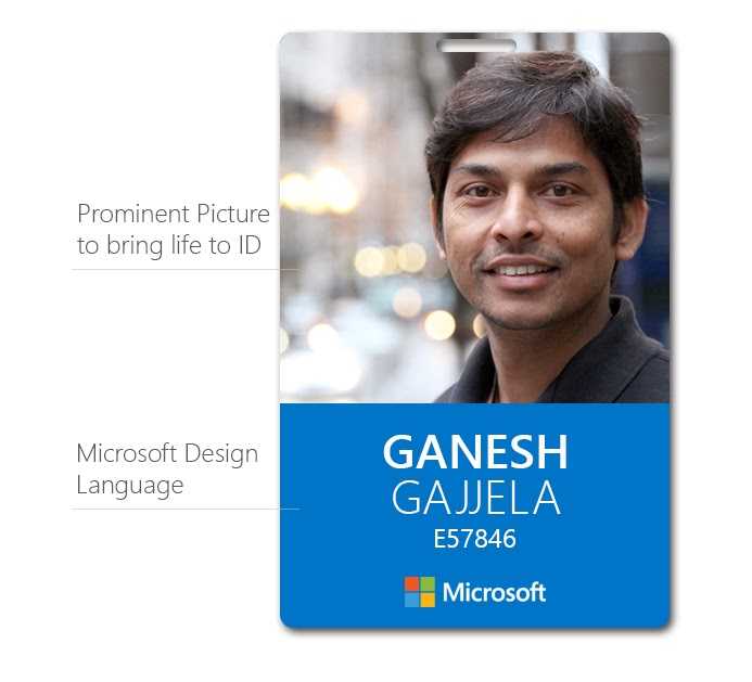 MICROSOFT ID CARD DESIGNED IN MICROSOFT DESIGN LANGUAGE