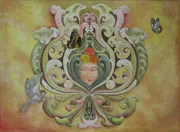 Magical Realism - Flower Queen - Acrylic On Canvas Painting