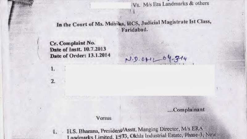 Magistrate Order In Criminal Case Filed By DIVINE COURT HOME BUYERS IN FARIDABAD