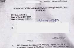 Magistrate order in Criminal Case filed by DIVINE COURT HOME BUYERS IN FARIDABAD