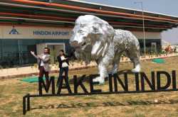 make in india lion, hindon airport - extreme thematic design co