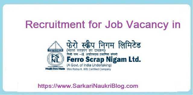 Manager  Executive Vacancy In Ferro Scrap Nigam 2019