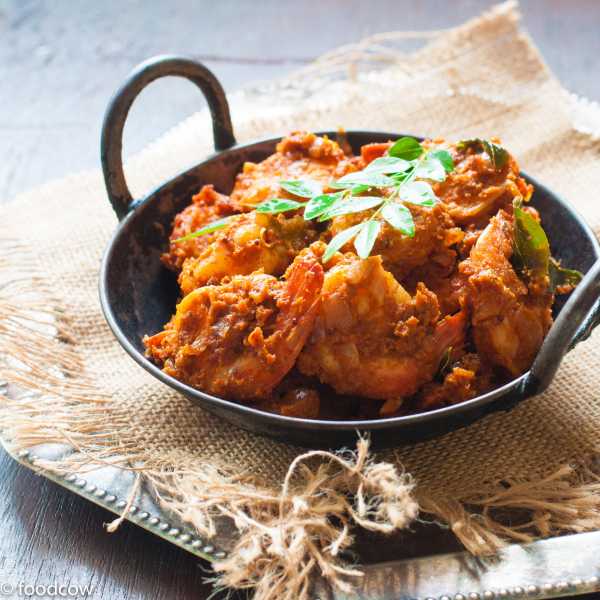 Mangalorean Prawn Sukka - Spicy Prawn Roast With Fresh Coconut & Tamarind