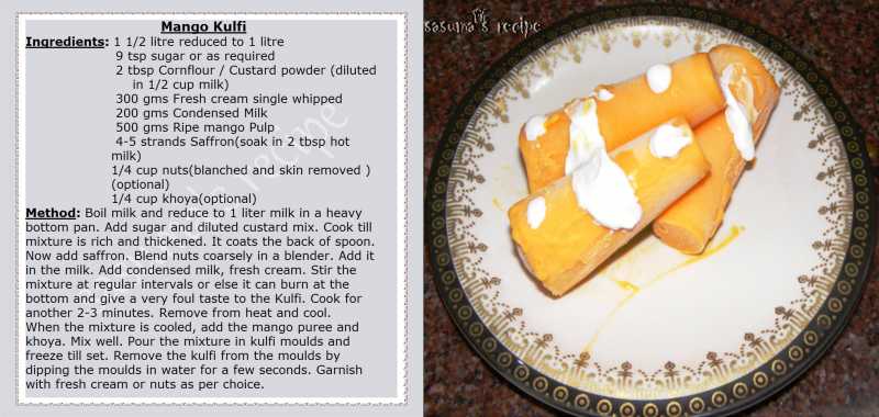 Mango Kulfi(a Frozen Milk Based Indian Dessert)