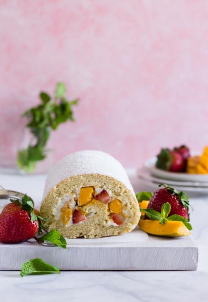 Mango Strawberry Roulade