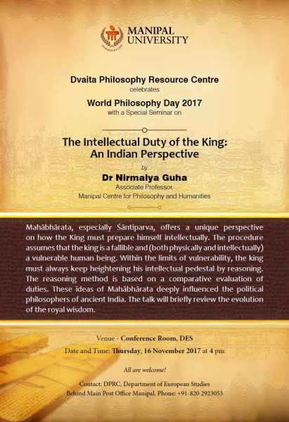 Manipal University To Celebrate World Philosophy Day 2017