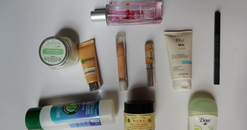 March Empties And Declutter, Reviews | The Body Shop, O3+, The Face Shop, Dove, Fuchsia, Etc.