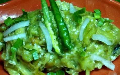 Mashed Brinjal (Bengena Pitika) Popular Dish In Assam