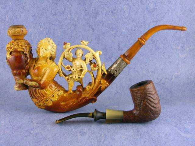 Meerschaum :Vintage Pipe Finely Carved & Nicely Painted