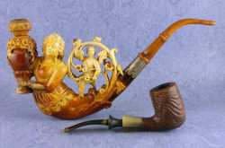 Meerschaum :Vintage Pipe finely carved & nicely painted
