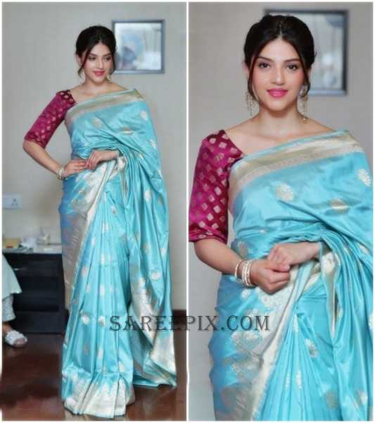 Mehreen Pirzada In Silk Saree Photos