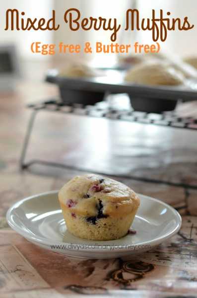 Mixed Berry Muffins- Egg Free, Eggless Berry Muffins