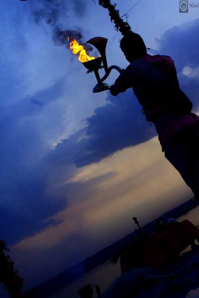 Morning Aarti On The Riverbanks Of The Ganges At Varanasi
