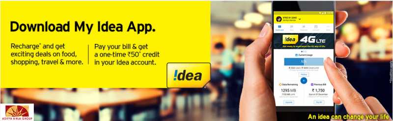 My Idea App Offer:- Get Rs 50 CahBack On Bill Payments