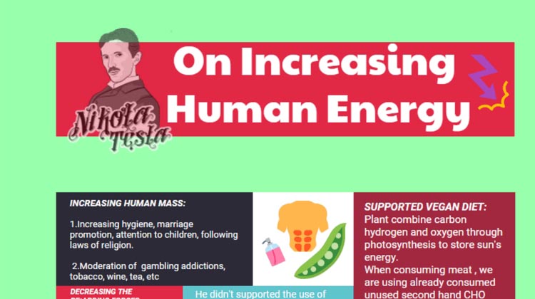 Nikola Tesla-On Increasing Human Energy(Infographic)