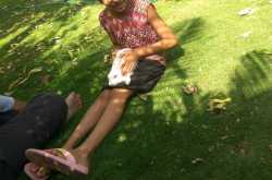 nistha with rabbit at kosamba