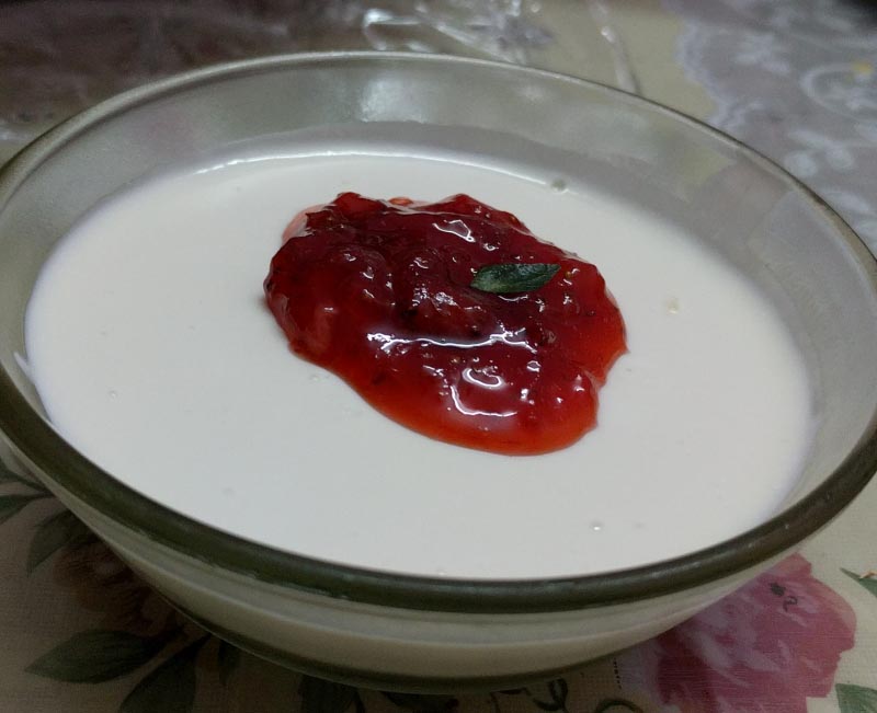 Of Cooked Cream And Strawberries