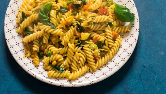 One Pot Fusilli Pasta With Vegetables - CookingWithSapana