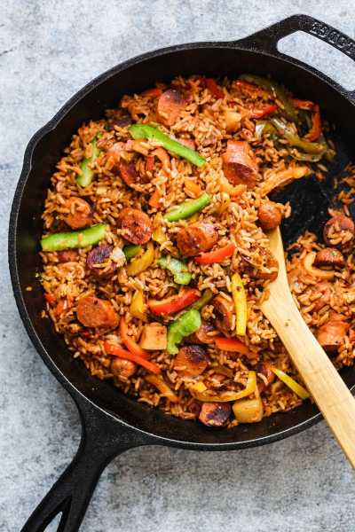 One Pot Mexican Rice And Sausages