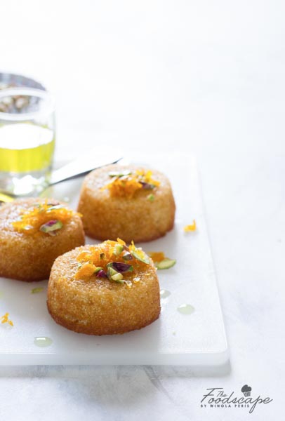 Orange Saffron Syrup Cakes