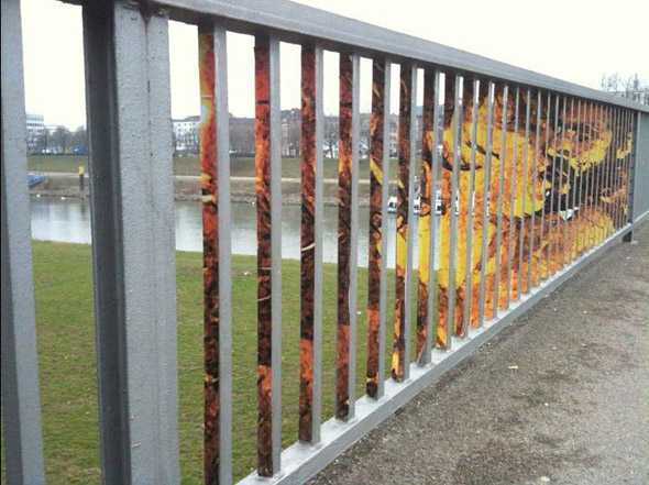 Outdoor Illusion Painted On The Barred-fence By Zebrating-​​Art