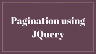 Pagination Using JQuery