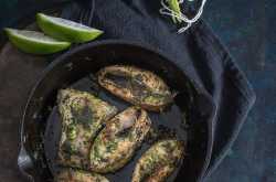 Pan seared fish with spicy coriander pesto...