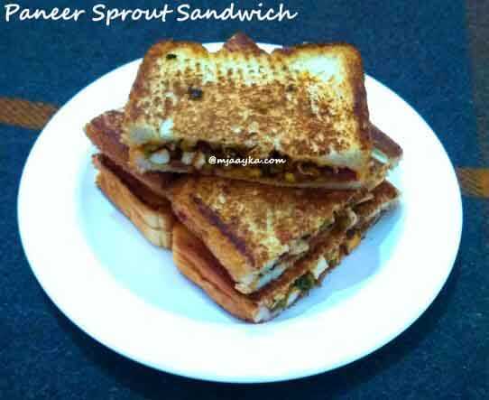 Paneer Sprout Sandwich Recipe (पनीर स्प्राउट सैंडविच) - Mjaayka