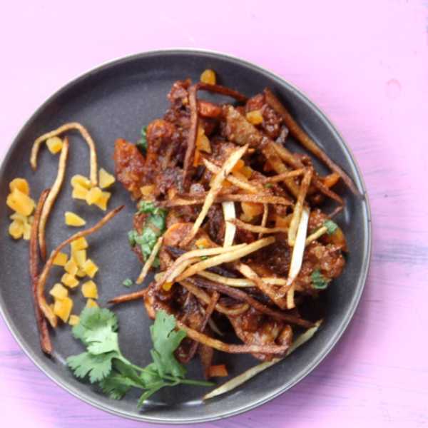 Parsee Chicken Curry With Apricots And Potato Straws