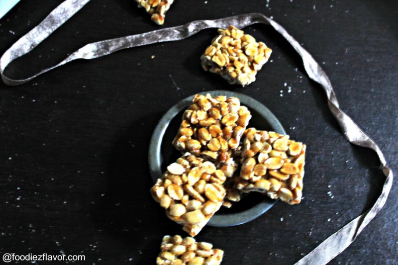 Peanut  Chikki (Best Peanut Brittle With Jaggery) - Foodiezflavor.com