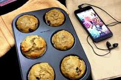 Peanut butter banana chocochip muffins