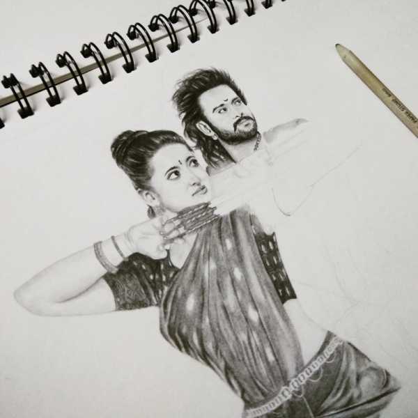 Pencil Drawing Of Bahubali Poster - Progress 4