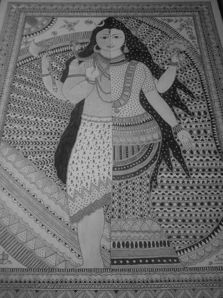 Pencil Sketch - Ardhanarishvara