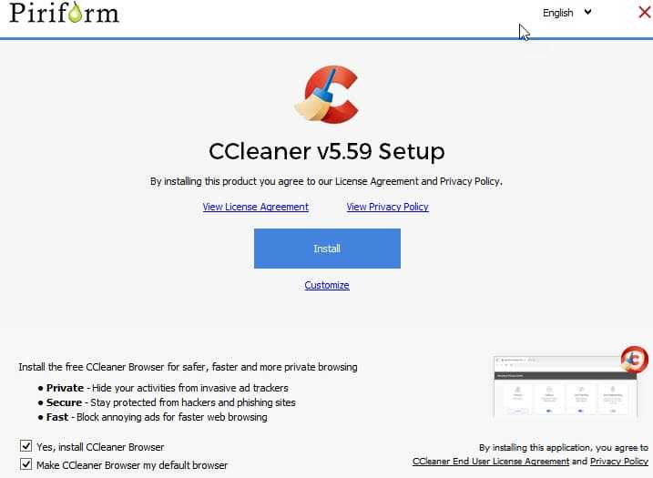 Piriform Now Bundles CCleaner With CCleaner Browser