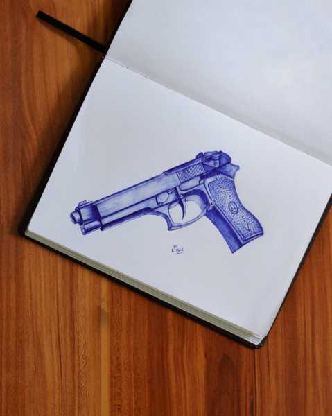Pistol - Ball Pen Drawing