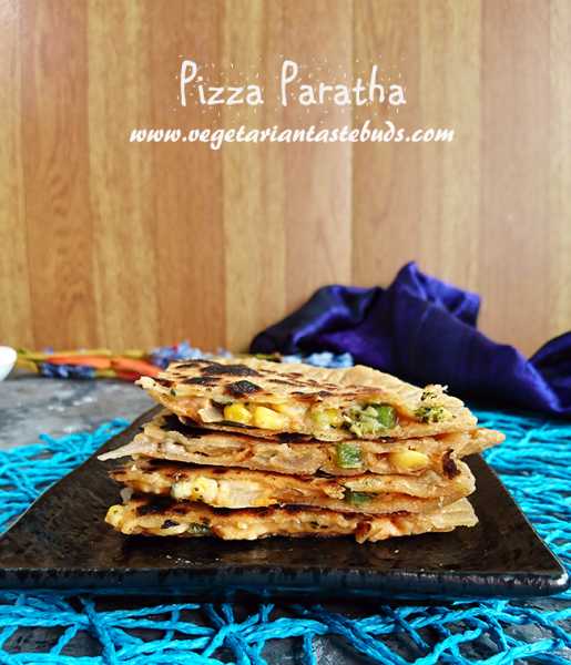 Pizza Paratha Recipe | How To Make Pizza Paratha Recipe | Vegetarian Tastebuds - Indian Vegetarian Recipes, Veg Recipes