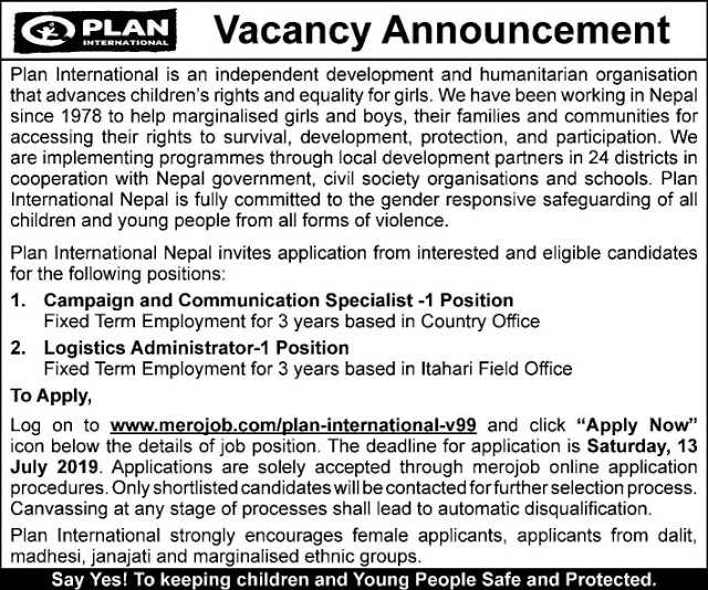 Plan International Nepal Job Vacancy 