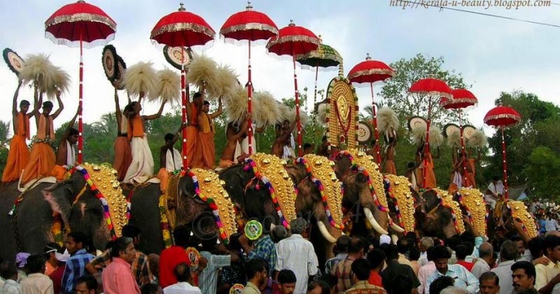 Pooram Festival Pictures - 3: Kudamattam On Caparisoned Elephants...