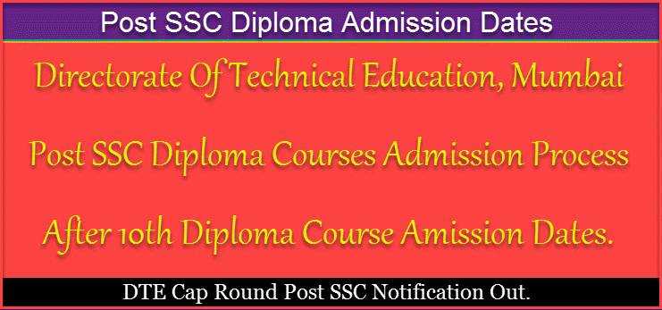 Post SSC Diploma Admission Dates & Registration Process 2019-2020